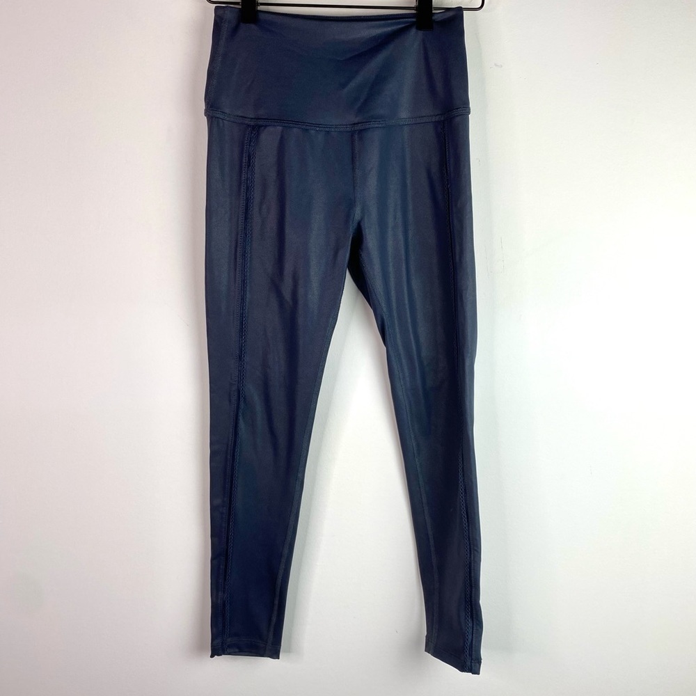 Beyond Yoga Navy Blue Smokey Faux Leather Soft Shine Women Small Legging